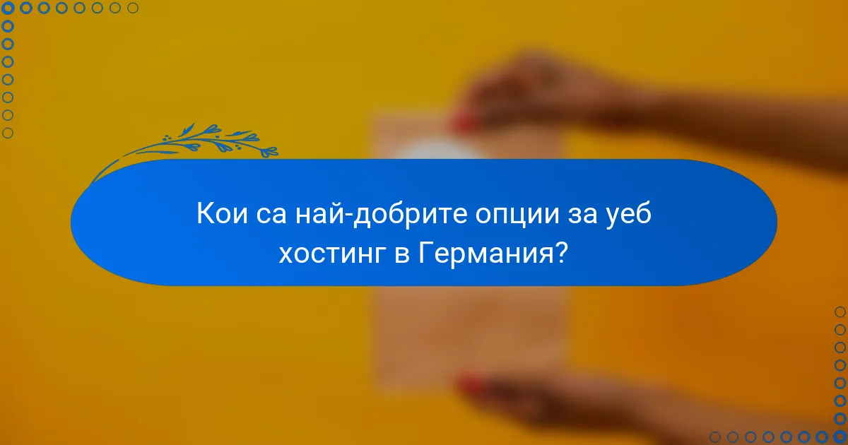 Кои са най-добрите опции за уеб хостинг в Германия?